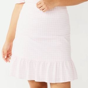 Draper James RSVP pink gingham ruffle skirt